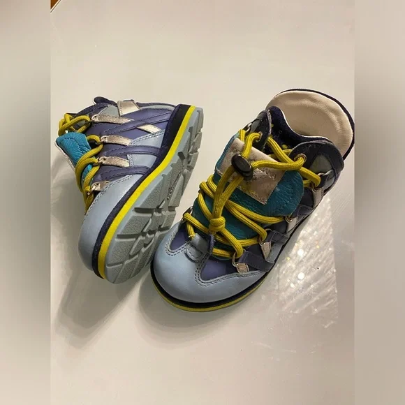 Kids Dolce & Gabbana Multicolor Leather High Top Sneakers Size 8 - Picture 5 of 8